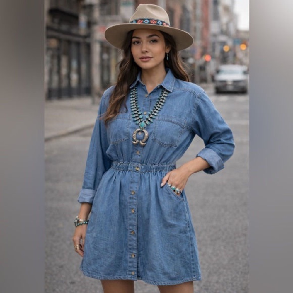 Denim Button-Up Dress